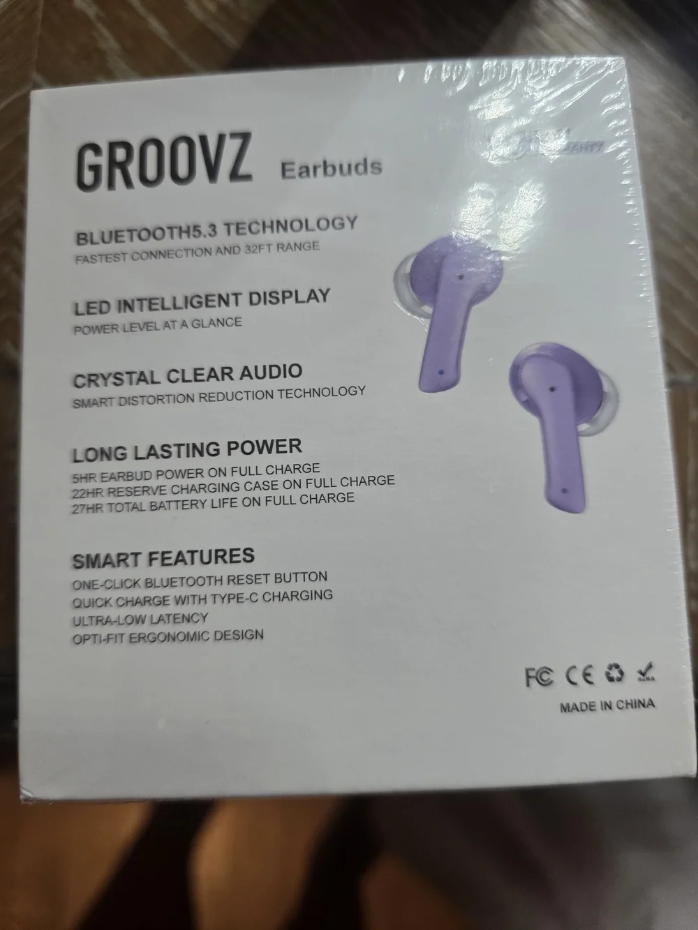 Groovz Purple True Wireless Earbuds with Charging Case